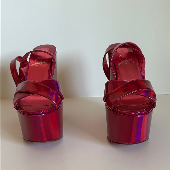 Christian Louboutin Iridescent Pink Platform Heels - Picture 3 of 5
